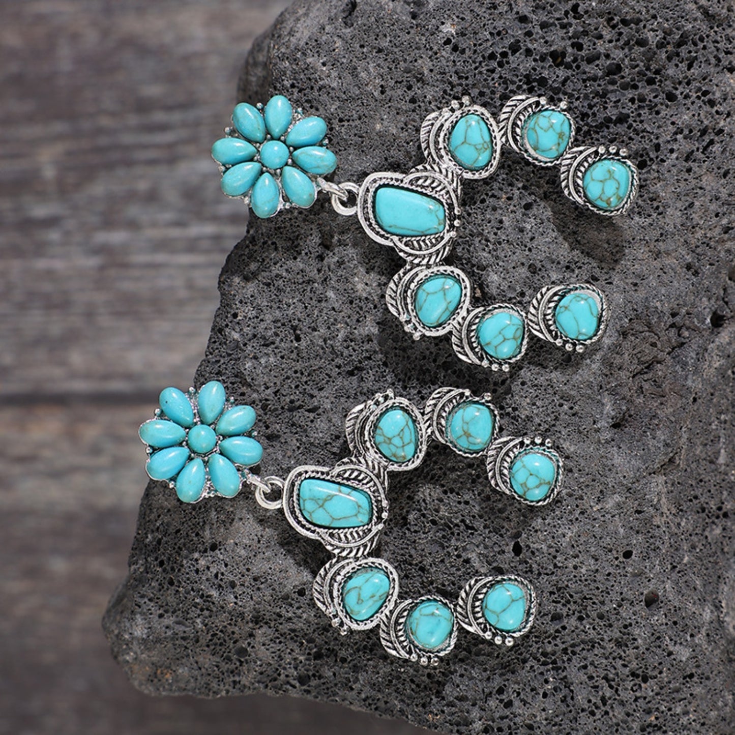 Artificial Turquoise Alloy Dangle Earrings